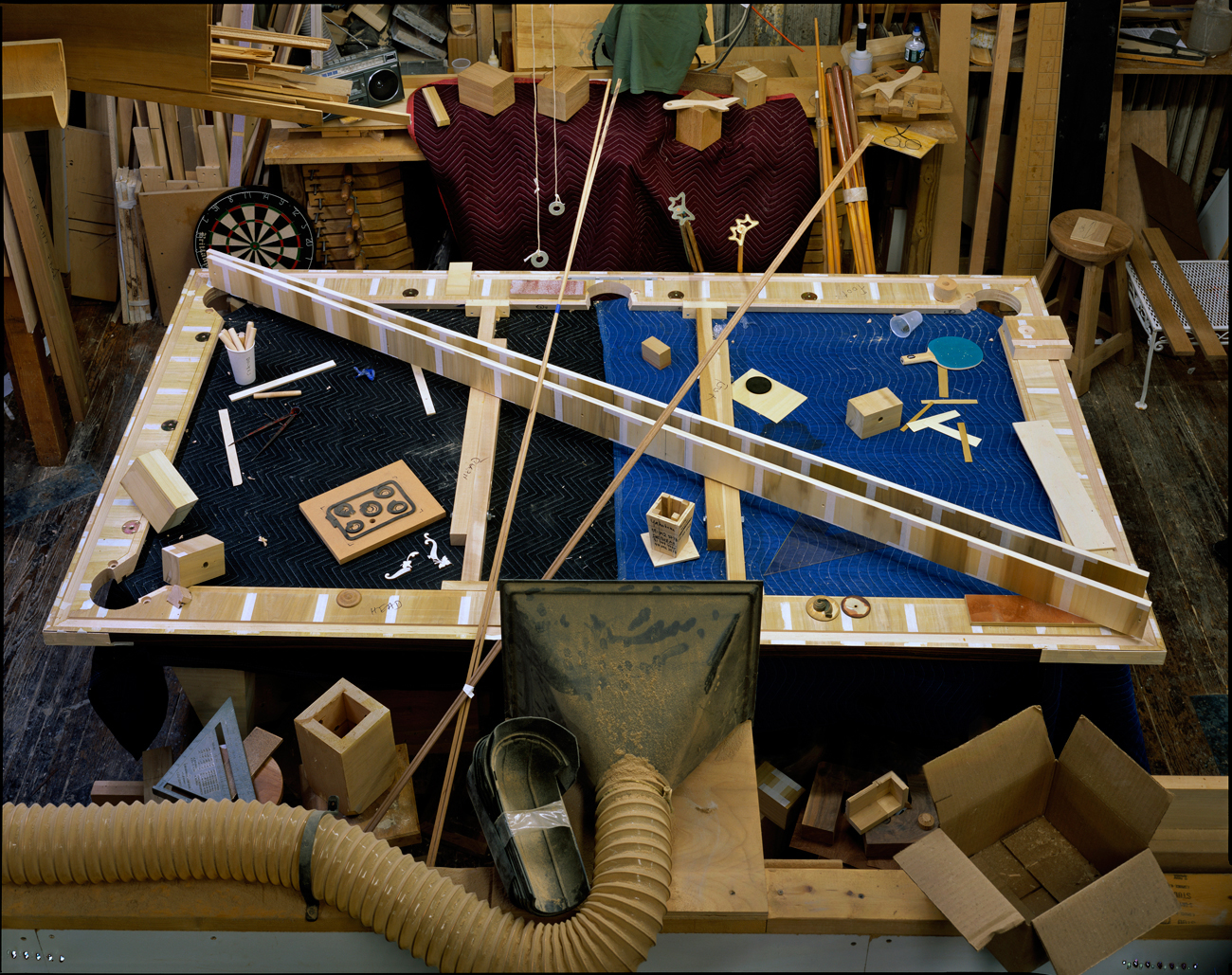 Billiard table construction, Blatt Billiards, New York City, 2014